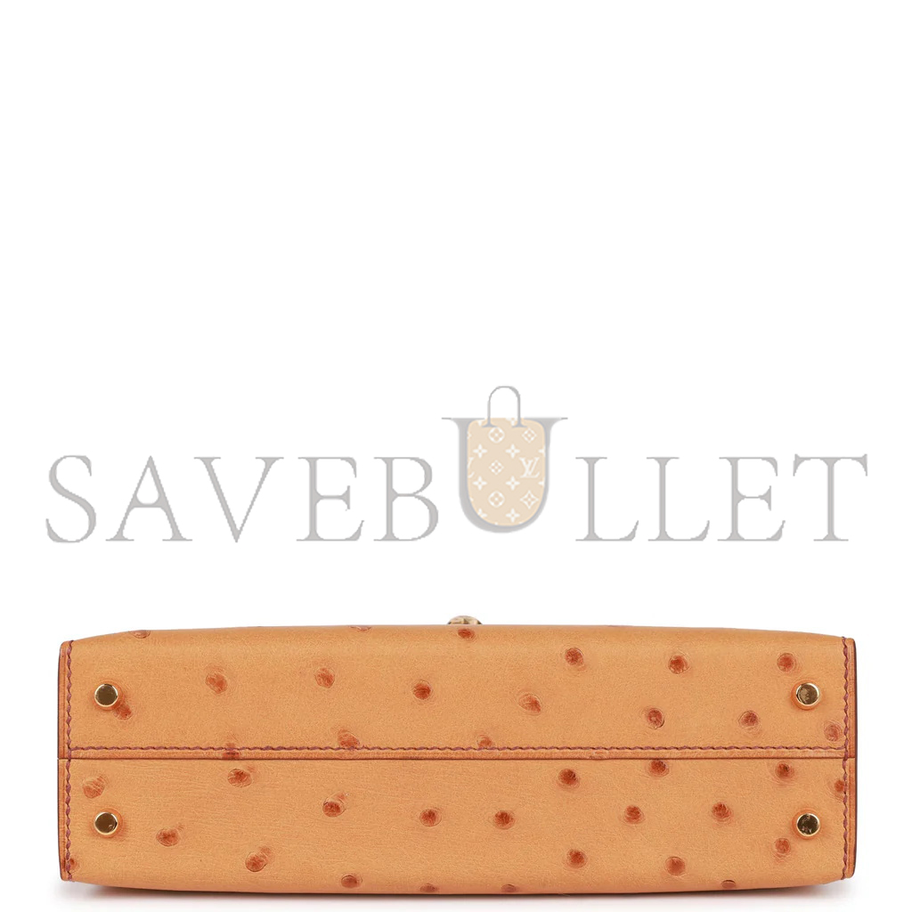 H**mes master mini kelly ii gold ostrich gold hardware (19*12*5.5cm)